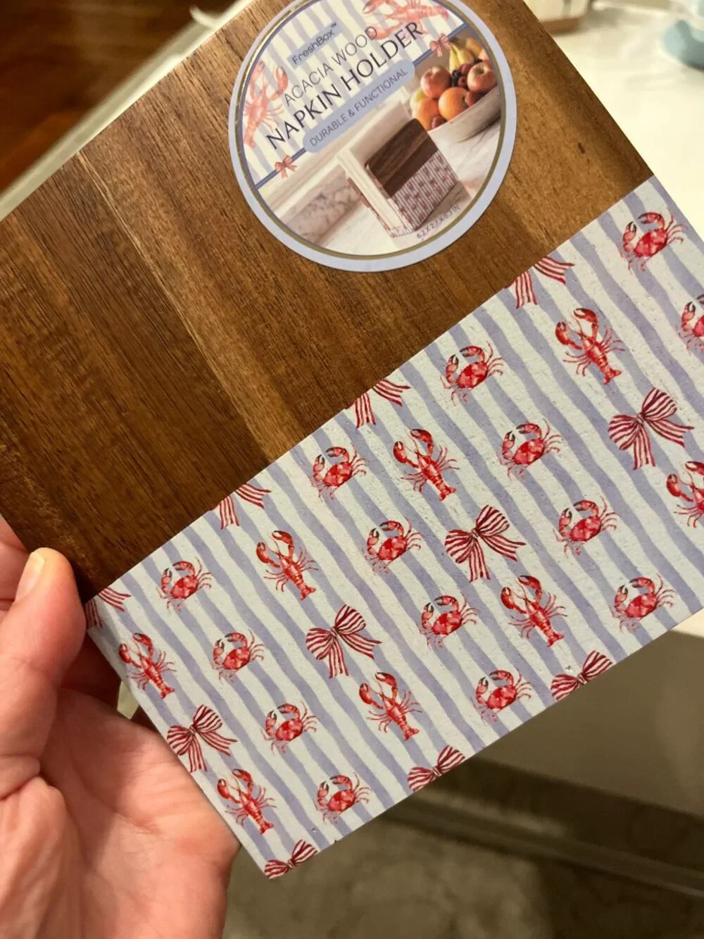 Nautical Napkin Holder - FreshBox Acadia Wood (Coastal Table Decor) NWT
